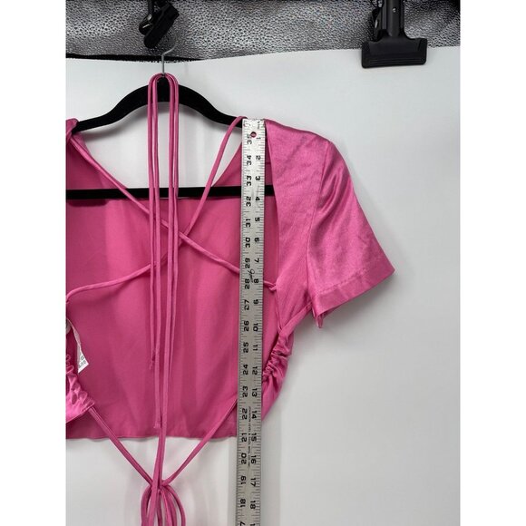 Zara Pink Open Back Short Sleeve Shirt Womens Size Medium  - NWT - Picture 3 of 3